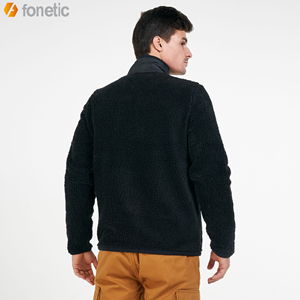 Veste Sherpa polaire de haute qualité pour hommes, impression de logo personnalisé, conception longue pour la saison d'hiver, col montant, épaisseur fine - Product Image 5