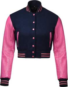 Chaqueta Varsity Corta Personalizada para Mujer 2026, Estilo Béisbol, Chaqueta Universitaria con Letras Bordadas, OEM ODM, Teñida, Resistente al Viento, de Lana - Product Image 5