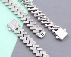 Luxurious 12mm Cuban Link <b>Chain</b> square Brilliant Cut Diamond <b>Fine</b> <b>Chains</b> Necklaces for Wedding and Party Wear - Product Image 4