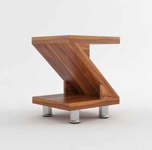 Mesa de acento de madera maciza geométrica moderna contemporánea Patas de metal de diseño en Z únicas ensambladas para salas de estar Dormitorios Hospitales - Product Image 3