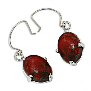 Pendientes de Mujer Modernos Chapados en Oro con Jaspe Rojo y Plata, Forma de Bola con Diamante como Piedra Principal, Joyería de Oro Rosa - Product Image 2