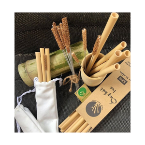 Handmade Bamboo <b>Straws</b> Bamboo <b>Straws</b> with Coconut Fibre Cleaning Brush <b>Reusable</b> Bamboo Drinking <b>Straw</b> Sets Eco Friendly Gift Zer - Product Image 6