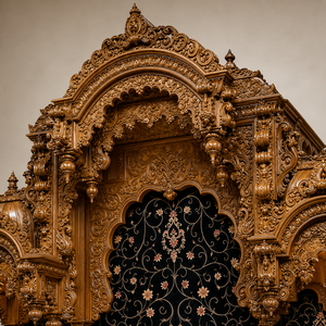 Grand Temple en Bois de Teck Iskcon pour la Maison, en Teck Massif avec Sculptures Traditionnelles, Fabricant et Fournisseur USA - Product Image 2