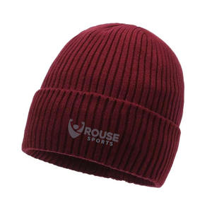 Wholesale Custom Embroidery Logo <b>Beanie</b> 100% Acrylic 85g Knitted Winter <b>Skull</b> Cap Custom Colors Winter Hat Manufacturer - Product Image 1