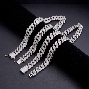 Cadena Cubana de Plata de Ley 925 Chapada en Oro de Lujo con Piedras de Moissanita, Diseño Completamente Engastado con Diamantes, Estilo Hip Hop, Unisex, Regalo de Boda - Product Image 1
