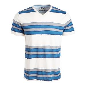 T-shirt da uomo American Rag a righe con scollo a V, motivo a tinta unita, tessuto a maglia da 240 grammi, taglia XX-Large, bianco, stampa compressa - Product Image 1