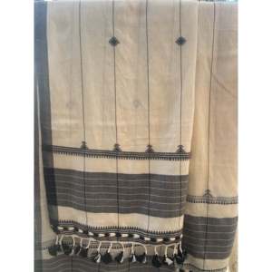 Écharpe en coton tissée à la main à rayures verticales motif parchemin - Product Image 2