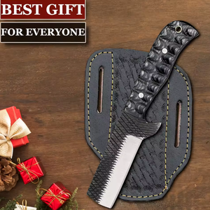 Couteau de survie à lame pleine en acier Damas, 8 pouces, fourreau en cuir, robuste, couteau de camping, personnalisable OEM/ODM - Product Image 3