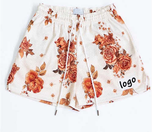 Pantalones cortos de malla de lona para entrenamiento de baloncesto informal azul claro de la mejor calidad estilo de pintura al óleo neutral verano sólido secado rápido personalizado - Product Image 3