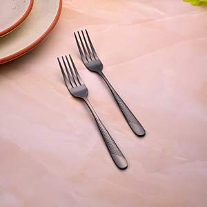 Velvet <b>Black</b> Stainless Steel Tiny Forks <b>Set</b> of 2 Sustainable <b>Dinner</b> Fruit Salad Dessert Forks - Product Image 1