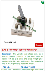 Oval DiscCutter Set of 7 With Lever GS 589K-06 Jewelry Tools for Jewelers - Product Image 2