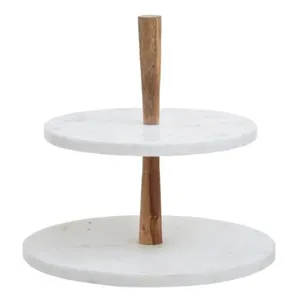 Vente en gros de supports à gâteau ronds en bois d'acacia et en marbre VISHAL HANDICRAFT pour la pâtisserie, présentation élégante de desserts de mariage, logo personnalisé, Inde - Product Image 4