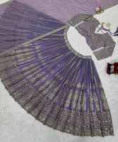 Ensemble Lehenga Choli en coton Georgette brodé, design moderne, tenue festive pour femme, pour mariage et festivals, nettoyage à sec et en machine