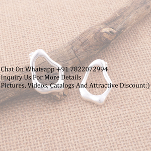 Forme irrégulière plaine bijoux en métal poli goujon en laiton massif plaqué argent pour vêtements pour femmes conception simple oreille poste boucle d'oreille - Product Image 4