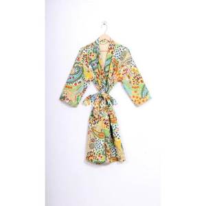 Indian Handmade Cotton Kantha Kimono for <b>Woman</b> & Man Stylish Beachwear Bathrobe Floral Design Summer Gift-Breathable Quick <b>Dry</b> - Product Image 6