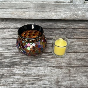 Partylite <b>mosaic</b> <b>glass</b> candle holder, Global Fusion <b>Mosaic</b> <b>Glass</b> <b>Tile</b> Tealight Votive Candle Holder. Brand new. In original box. - Product Image 4