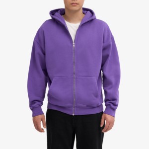 Venta al por mayor de sudaderas con capucha impresas con logotipo personalizado 100% algodón cuello redondo con cremallera en blanco liso Unisex sudaderas con capucha de gran tamaño para hombres - Product Image 1