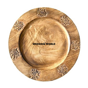 Nueva Mesa recubierta de Color marrón decorar placa de madera forma redonda diseñador de lujo utensilios de cocina hechos a mano placa de madera al por mayor - Product Image 2