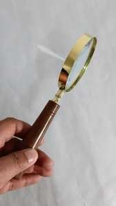 Vintage Decorative Brass <b>Magnifying</b> <b>Glass</b> with Brown Wooden Handle Antique Style Handheld Tableware Digital Printing - Product Image 3