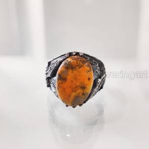 Grossiste Bague pour homme Bague de Noël en argent sterling 925 avec bourdon naturel et jaspe, pierre de naissance et aigle - Product Image 4