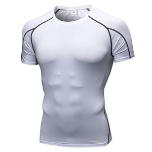 Personalizar Color negro media manga Rash Guard Poly-Spandex Camiseta de compresión para hombre Rendimiento de gimnasio de secado rápido - Product Image 4