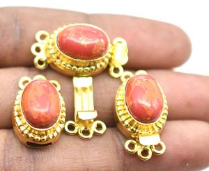 Fermoir de boîte ovale plaqué or 18 carats pour bijoux en pierres précieuses turquoise rouge 1-3 brins B693 taille 26X15X10MM pour la fabrication de composants - Product Image 4