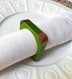 Handcrafted European Wooden Napkin <b>Rings</b> | Wood and <b>Resin</b> Napkin Holders | Natural Wood in Multiple Colors & Finishes - Product Image 1