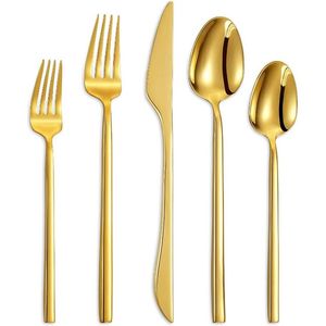 Ensemble de couverts de luxe haut de gamme en or et argent, couteaux à steak, couverts roulés en stock pour les mariages et les dîners, ensemble de couverts - Product Image 5