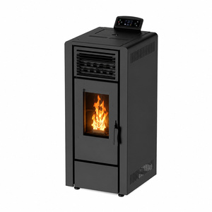 Poêle à bois moderne autoportant en fonte avec fenêtre de visualisation frontale et commande tactile pour le chauffage du salon - Product Image 3