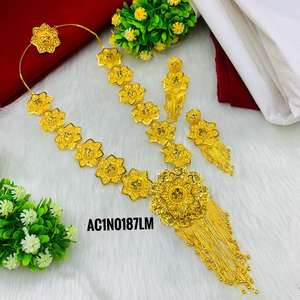 Conjunto de collar nupcial de Latón chapado en oro de diseñador Vintage, cadena de caja religiosa clásica, patrón de número de flor para fiestas de bodas - Product Image 2