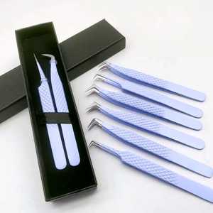 RMI Stainless Steel Lash Eyelash Extension Tweezers Various Powder Color Customized Tip Grip With Card <b>Box</b> Packing Sustainable - Product Image 2