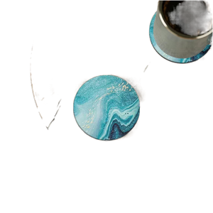 <b>Ceramic</b> Blue Marble <b>Coasters</b>, Home Decorative Round Marble <b>Coaster</b> Set, Onyx <b>Coasters</b> - Product Image 3