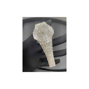 Montre Moissanite en verre à quartz carré de 42mm approuvée par testeur de diamants | Style d'affaires squelette glacé de luxe VVS - Product Image 3