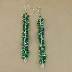 Platinum Emerald Drop Earrings for Women 925 Sterling <b>Silver</b> Gift Choice - Product Image 1