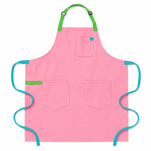 Tablier bleu avec ceinture réglable et trois poches pour la cuisine, usage quotidien, en coton tissé, style simple - Product Image 6