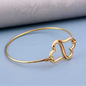 18k Gold Plated Open Heart <b>Bangle</b> Dainty Brass Double Heart Bracelet Minimalist <b>Love</b> Symbol Wholesale <b>Bangle</b> For Women - Product Image 4