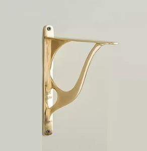 Juego de dos soportes de estante de hierro dorado hechos a mano, cocinas de granja, baños e interiores decorativos, soporte de pared diseñado - Product Image 4