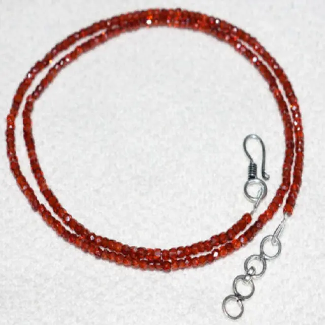 100% alami merah Zircon bundar manis batu permata panjang 21 inci berdiri dengan 3 mm Rondelle manik-manik segi untuk wanita produk perhiasan