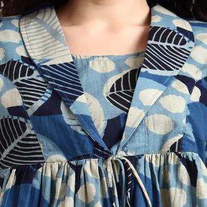 Best Quality floral print cotton midi dress <b>Square</b> Neck 100% Cotton Casual Summer Beach Wear - Product Image 4