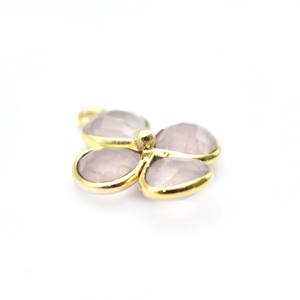 จี้รูปหัวใจรูปดอกกุหลาบควอทซ์หรูหรา-ดีไซน์ดอกไม้พร้อมจี้อัญมณีขนาดเล็กสี่ชิ้นเครื่องประดับชุดฝาชุบทอง - Product Image 2