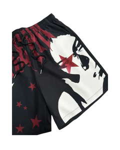 Pantalones cortos estampados a la moda de verano para hombre, pantalones cortos informales de tela no elástica con cordón en la cintura de poliéster - Product Image 1