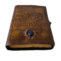 Journal en cuir gaufré pierre bleu charbon de bois 200 pages livre relié en spirale fait à la main pierres précieuses Deckle Edge papier ombres