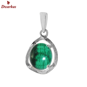 Pendentif en argent sterling 925 de haute qualité, avec pierre précieuse naturelle malachite, texture de pendentif, fabricant en gros - Product Image 1