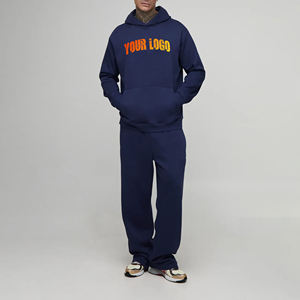 Chándal de hombre de algodón OEM/ODM 100% logotipo bordado personalizado peso pesado 480GSM color sólido streetwear Conjunto de jogging para hombre - Product Image 1