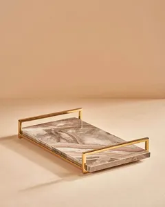 Bandeja de Metal rectangular negra y dorada de diseñador, Ideal para fiestas, aperitivos, bebidas, exhibición decorativa y regalos de la India - Product Image 2