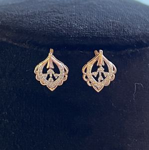 Pendientes de tuerca redondos minimalistas de diamantes naturales de oro sólido de 14 quilates para mujer, regalo de aniversario para ocasiones de fiesta - Product Image 1