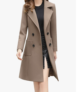 Abrigo de Lana de Alta Calidad para Mujer, Elegante, con Cuello de Solapa, Doble Botonadura, Logotipo Personalizado, Nuevo, Directo de Fábrica en Bangladesh - Product Image 1