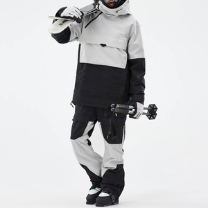 Veste de ski Anarok pour homme, gris clair/noir, imperméable, isolée, à capuche, poches zippées imperméables/vêtements de ski, veste de ski unisexe - Product Image 5