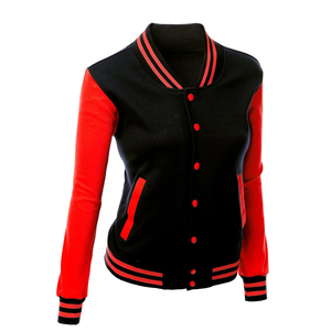 Women's Knitted <b>Varsity</b> <b>Jacket</b> Long Sleeve Regular Length Casual Breathable Custom Color Genuine Leather Shell <b>Plain</b> Dyed - Product Image 2