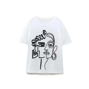 Camiseta de algodón de manga corta con cuello redondo para mujer, camiseta informal ligera, camiseta suave a la moda, perfecta para el uso diario de verano - Product Image 1
